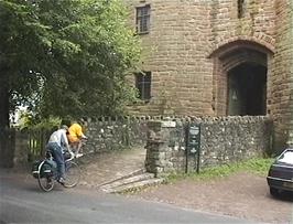 Ryan rides into St Briavels Castle youth hostel